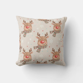 Cojín Decorativo Cute Smiling Reindeer Christmas Throw Pillow