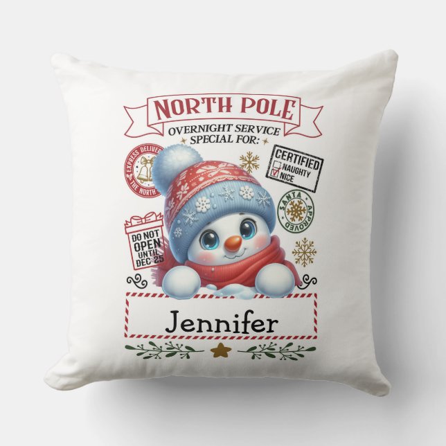 Cojín Decorativo Cute Snowman Throw Pillow (Anverso)