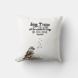 Cojín Decorativo Cute Sparrow Singing a Psalm Bible Verse Bird