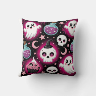 Cojín Decorativo Cute Spooky Halloween Pattern with Ghosts, Skulls