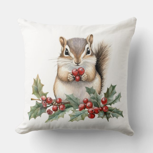Cojín Decorativo Cute Squirrel Christmas Throw Pillow (Anverso)