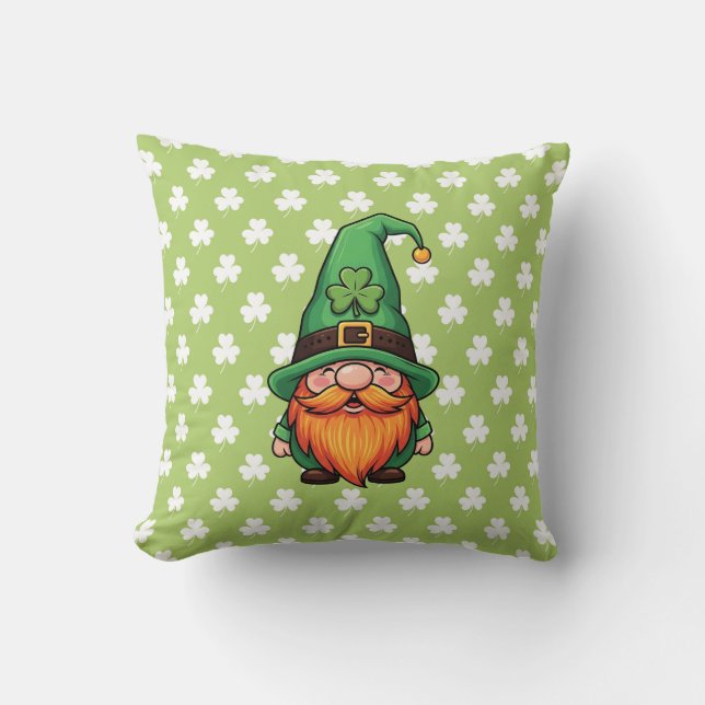 Cojín Decorativo Cute St. Patrick's Day Lucky Leprechaun Gnome  (Anverso)