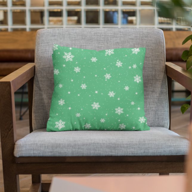 Cojín Decorativo Cute Stars Snowflakes Green WinPattern (Subido por el creador)