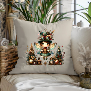 Cojín Decorativo Cute Steampunk Navidades Hadas y Árboles de Navida