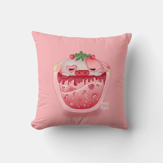 Cojín Decorativo Cute Strawberry Throw Pillow – Kawaii Design (Anverso)