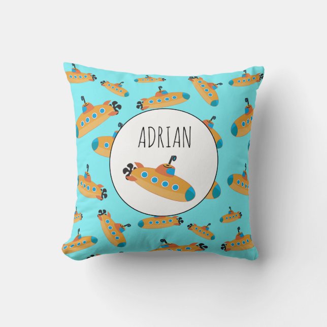Cojín Decorativo Cute Submarine Pattern Nursery Kids Room (Anverso)