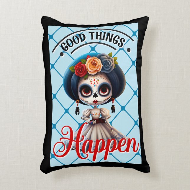 Cojín Decorativo Cute Sugar Skull (Frente (Vertical))