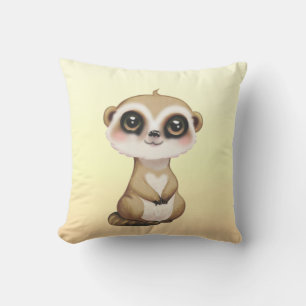 Cojín Decorativo Cute suricata en arena ligera beige
