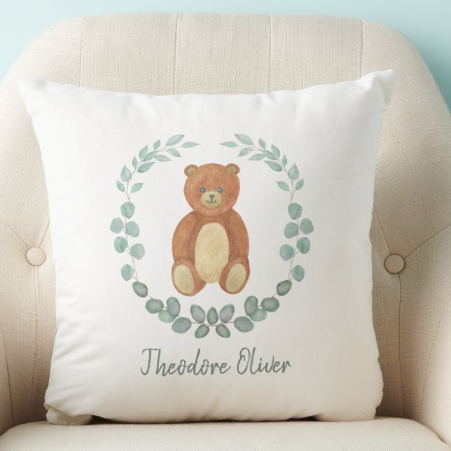 Cojín Decorativo Cute Teddy Bear Greenery Nursery (Subido por el creador)