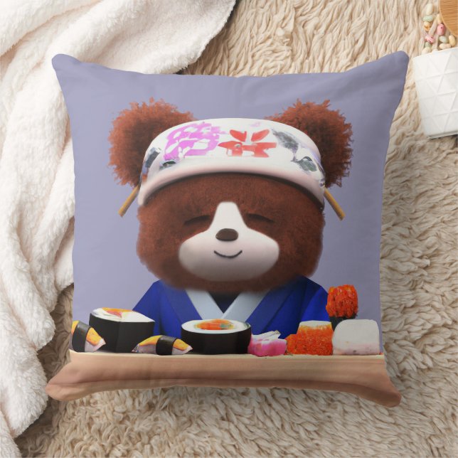 Cojín Decorativo Cute Teddy Bear Sushi Chef (Manta)