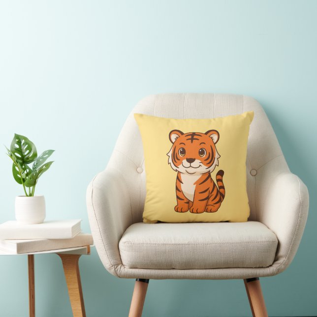 Cojín Decorativo Cute Tiger Cub on Yellow (Silla)
