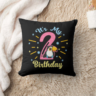 Cojín Decorativo Cute Toucan 2º cumpleaños Chica de dos años