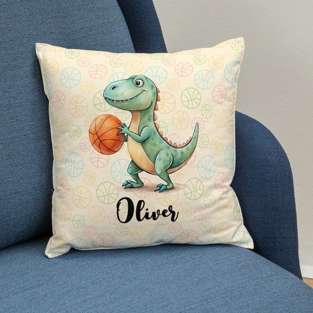 Cojín Decorativo Cute Trex Jugando Basketball Personalizado (Subido por el creador)