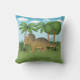Cojín Decorativo Cute Triceratops Dinosaurio Naturaleza tropical