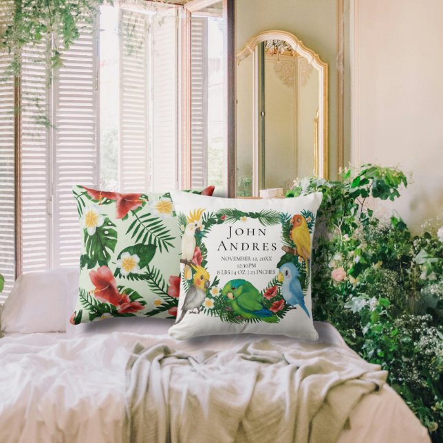 Cojín Decorativo Cute Tropical Exótico bebé Parrots Niño Nursera (Subido por el creador)