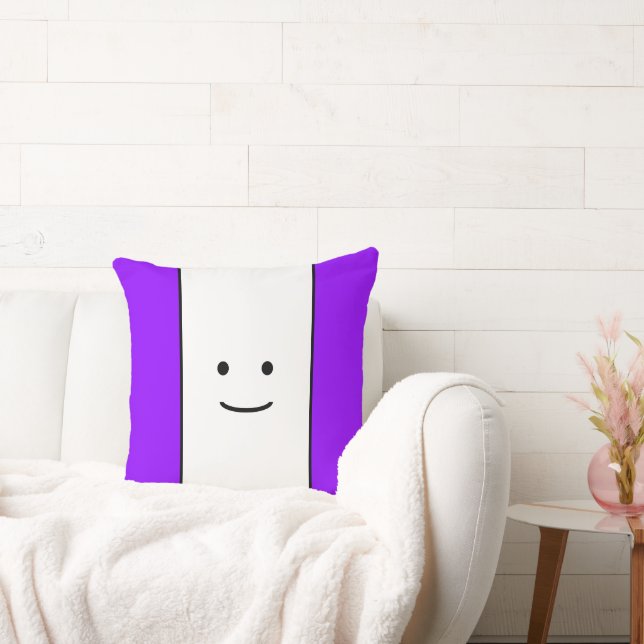Cojín Decorativo Cute Tropical Purple White Stripes Sonriente Cara (Sofá)