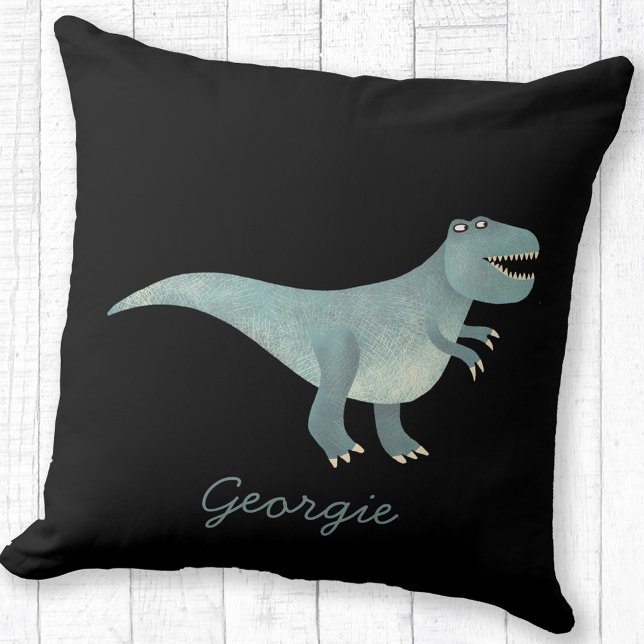 Cojín Decorativo Cute Tyrannosaurus Rex Dinosaur Personalizado (Fun personalized name Tyrannosaurus Rex dinosaur throw pillow)