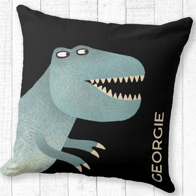 Cojín Decorativo Cute Tyrannosaurus Rex Dinosaur Personalizado (Tyrannosaurus Rex dinosaur personalized custom name throw pillow)