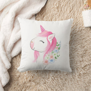 Cojín Decorativo Cute Unicornio de bebé en acuarela personalizado N
