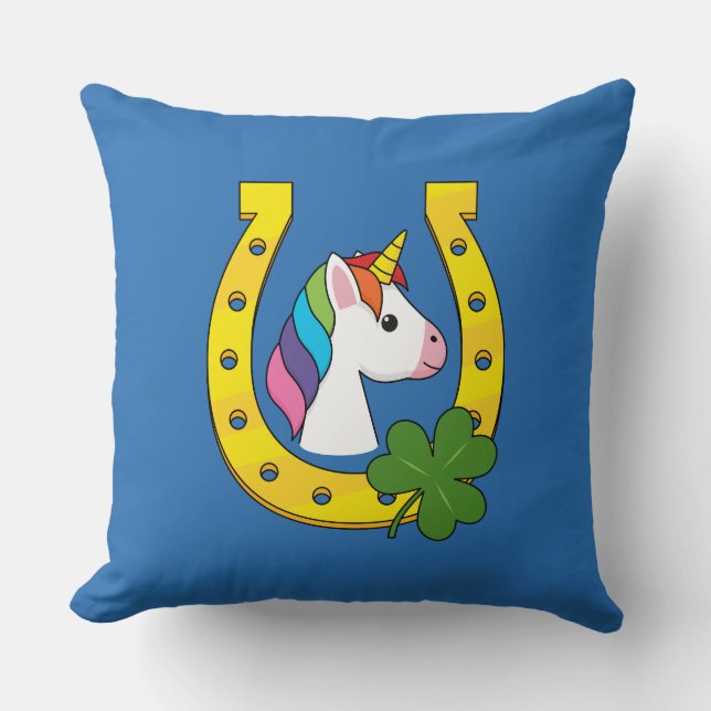 Cojín Decorativo Cute unicornio en el Día de San Patricio (Anverso)
