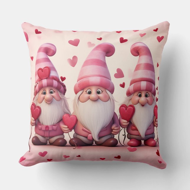 Cojín Decorativo Cute Valentine Gnome Throw Pillow (Anverso)