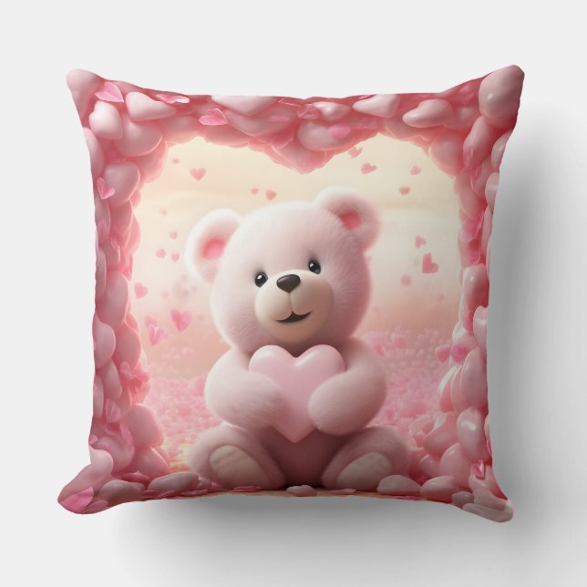 Cojín Decorativo Cute Valentine Teddy Bear Throw Pillow (Anverso)