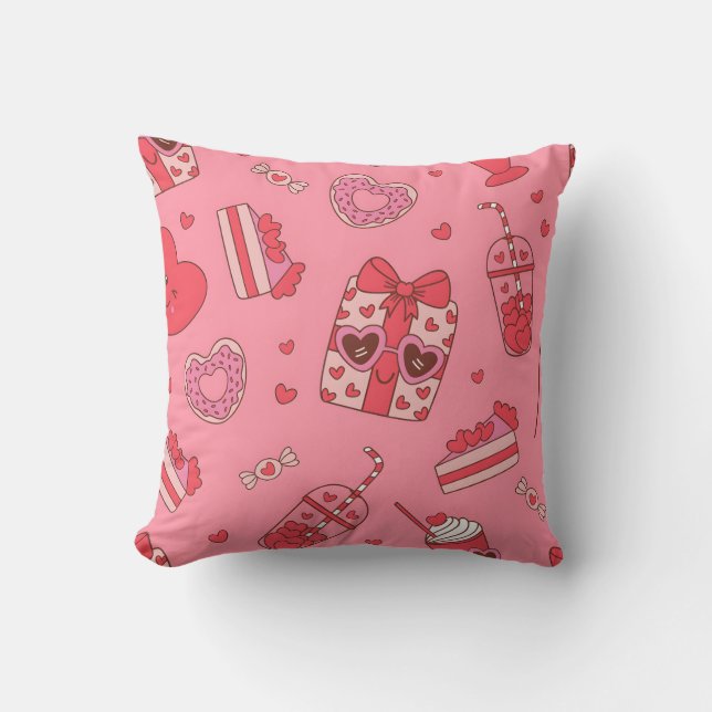 Cojín Decorativo Cute Valentine Treats Pattern Throw Pillow (Anverso)