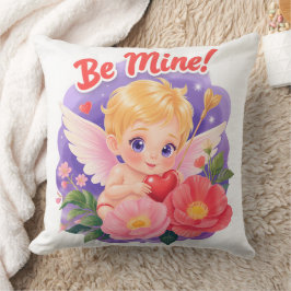 Cojín Decorativo Cute Valentine's Day Cupid with "Be Mine"