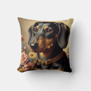 Cojín Decorativo Cute Vintage Dachshund Pintura