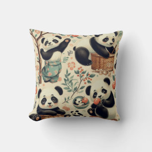 Cojín Decorativo Cute Vintage Panda Seamless Painting