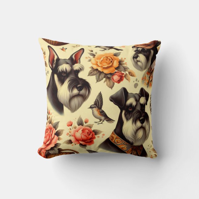 Cojín Decorativo Cute Vintage Schnauzer (Anverso)