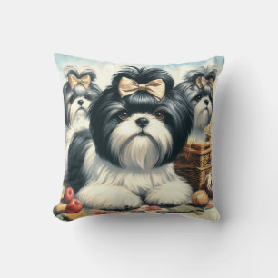 Cojín Decorativo Cute vintage Shih-Tzu Pintura