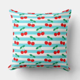 Cojín Decorativo Cute Vintage Verano Cerezas y Rayas