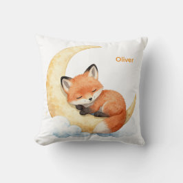 Cojín Decorativo Cute Watercolor Baby Fox Nombre Personalizado Guar