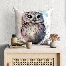 Cojín Decorativo Cute Watercolor Cute Owl Woodland