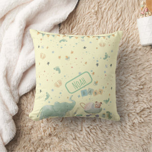 Cojín Decorativo Cute Watercolor Elephant Teddy Bear Baby