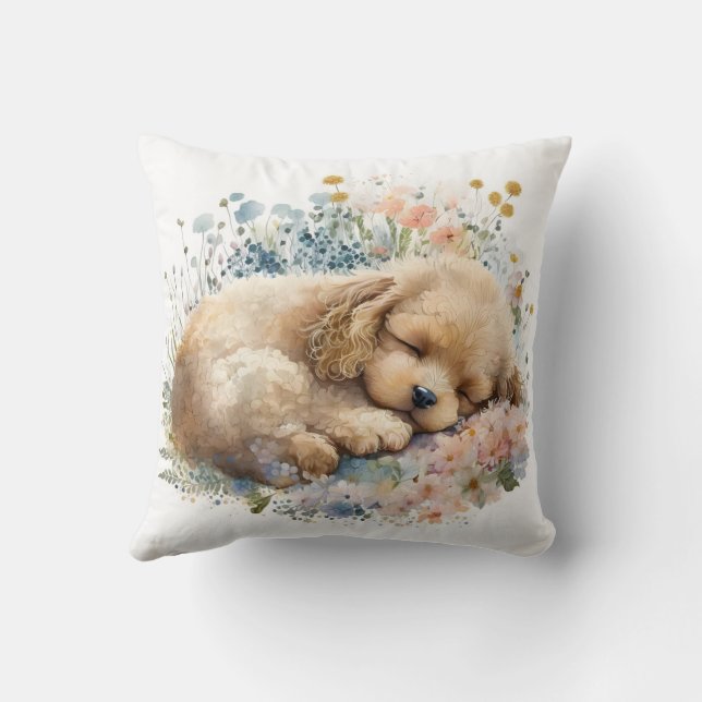 Cojín Decorativo Cute Watercolor Poodle Dog (Reverso)