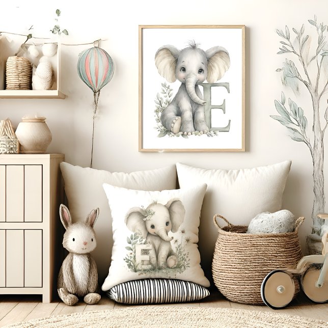 Cojín Decorativo Cute watercolour baby animal alphabet Elephant (Subido por el creador)