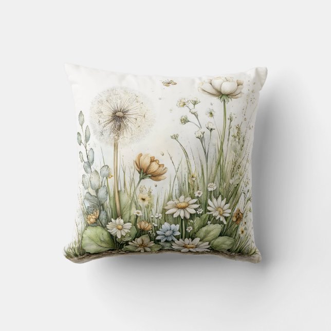 Cojín Decorativo Cute watercolour of wild flowers and grasses  (Anverso)