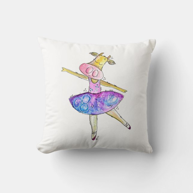 Cojín Decorativo Cute Whimsical Ballerina Cow (Anverso)