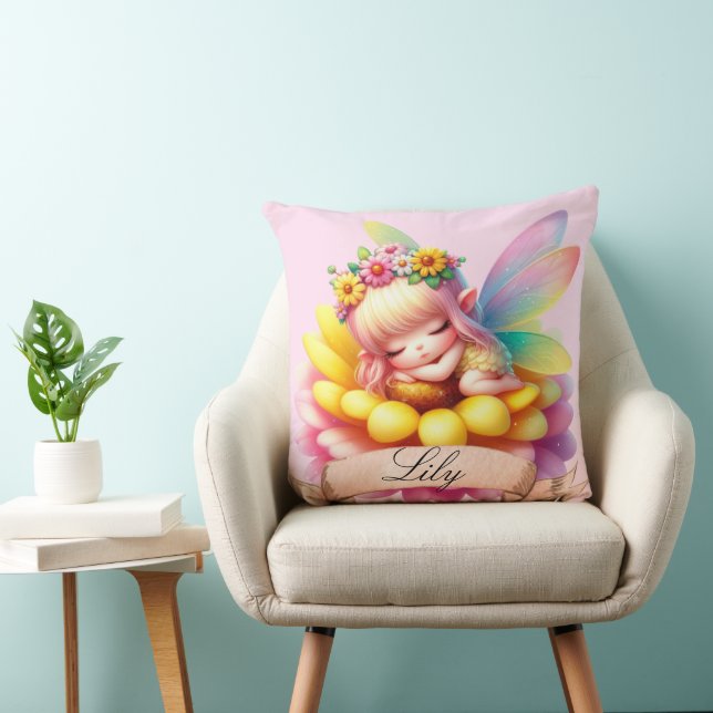 Cojín Decorativo Cute Whimsical Floral Sweets Dreams Sleeping Fairy (Silla)