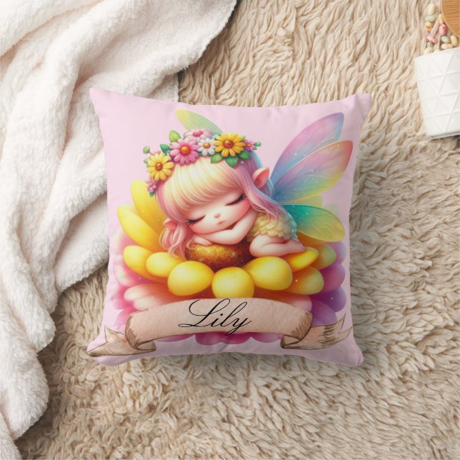 Cojín Decorativo Cute Whimsical Floral Sweets Dreams Sleeping Fairy (Manta)