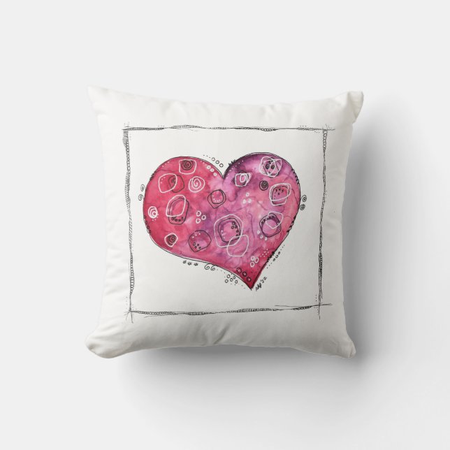 Cojín Decorativo Cute Whimsical Heart Doodle (Anverso)