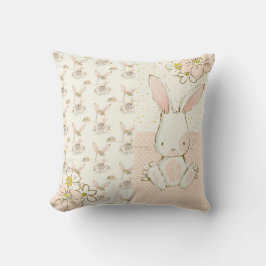 Cojín Decorativo Cute White Bunny Floral Nursera