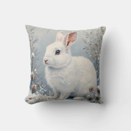 Cojín Decorativo Cute Winter Bunny – White Rabbit with Blue Eyes