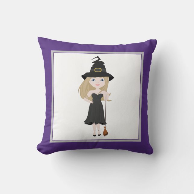 Cojín Decorativo Cute Witch Purple (Anverso)