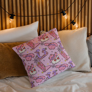Cojín Decorativo Cute Witchen Skull Moda espeluznante rosa Hallowee