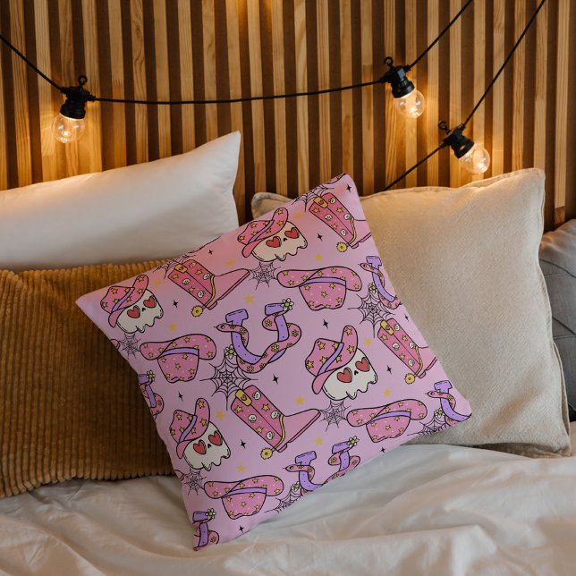 Cojín Decorativo Cute Witchen Skull Moda espeluznante rosa Hallowee (Subido por el creador)