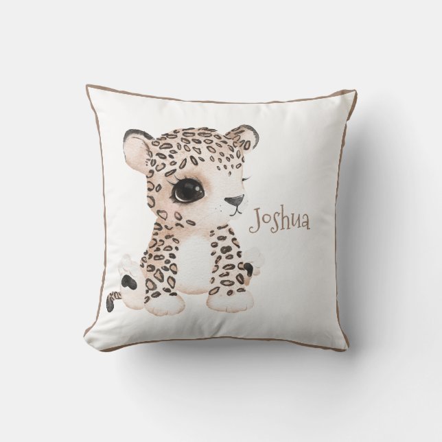 Cojín Decorativo Cute Woodland Animal Leopard Name Nursery (Anverso)