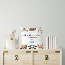 Cojín Decorativo Cute Woodland Animales Baby Birth Stats